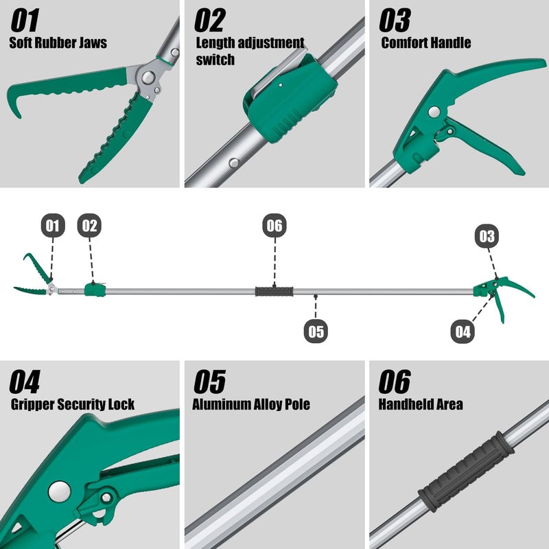 GYORGKSHI 78" Extendable Snake Grabber Reptile Tongs Rattle Snake Catcher Wide Jaw Handling Tool with Lock and Comfortable Grip - Image 3
